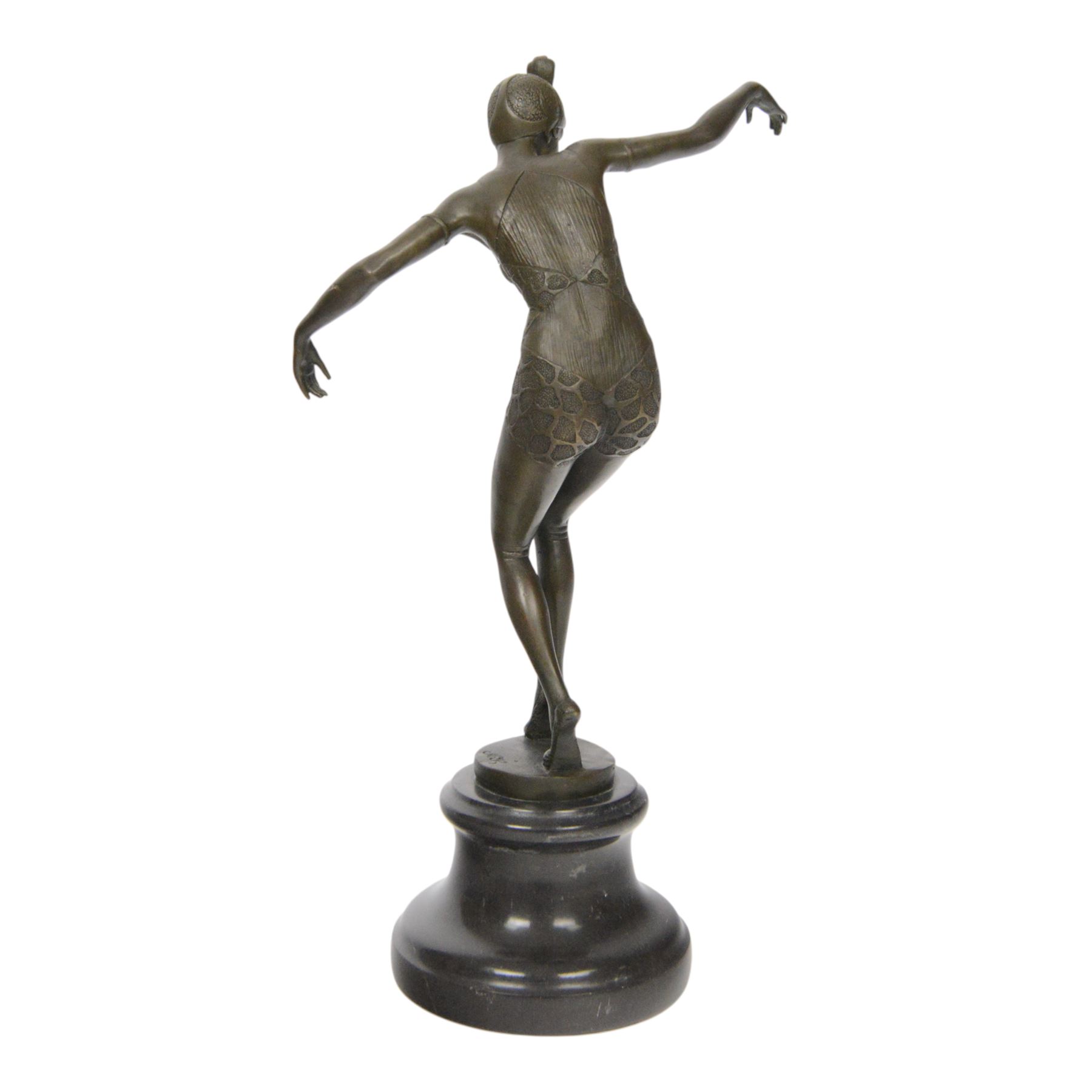  Art Deco style bronze figure of a dancer, upon a socle base, H37cm