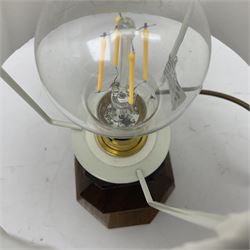 Acornman - oak table lamp, stepped and canted rectangular form on octagonal base, carved with acorn signature, by Alan Grainger, Brandsby, York