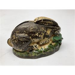 Two early 20th century cast-iron mechanical money banks - 'Rabbit on Cabbage' by Kilgore Manufacturing Company c1921 L11cm; and 'Elephant Swings Trunk' by A C Williams & Co patented 27th June 1905 L12.5cm (2)