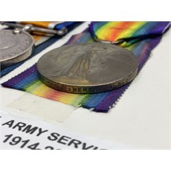 WWI trio of medals comprising British War Medal, Victory Medal and 1914-15 Star awarded to S2SR-01529 Pte. W. Merry A.S.C.; all with ribbons