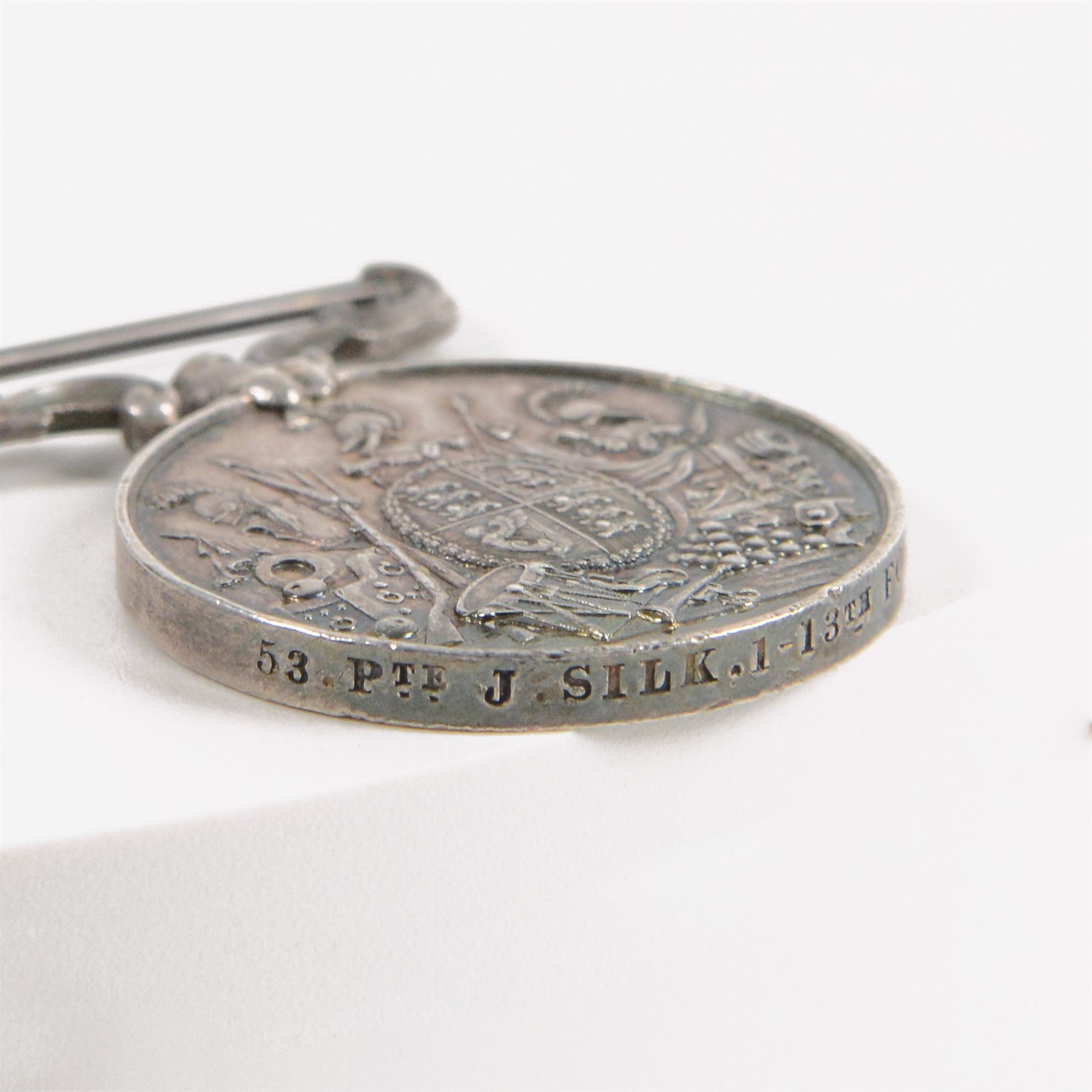 Queen Victoria Army Long Service and Good Conduct medal awarded to 53 Pte J Silk 1-13th Foot