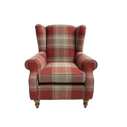 Next Home - wingback armchair, upholstered in checkered fabric 