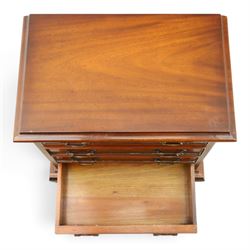 Georgian design mahogany dwarf chest, fitted with four long cock-beaded drawers, on ogee bracket feet