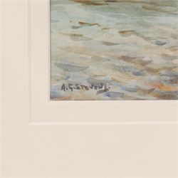 Albert George Stevens (Staithes Group 1863-1925): Tate Hill Pier - Whitby, watercolour signed 18cm x 29cm