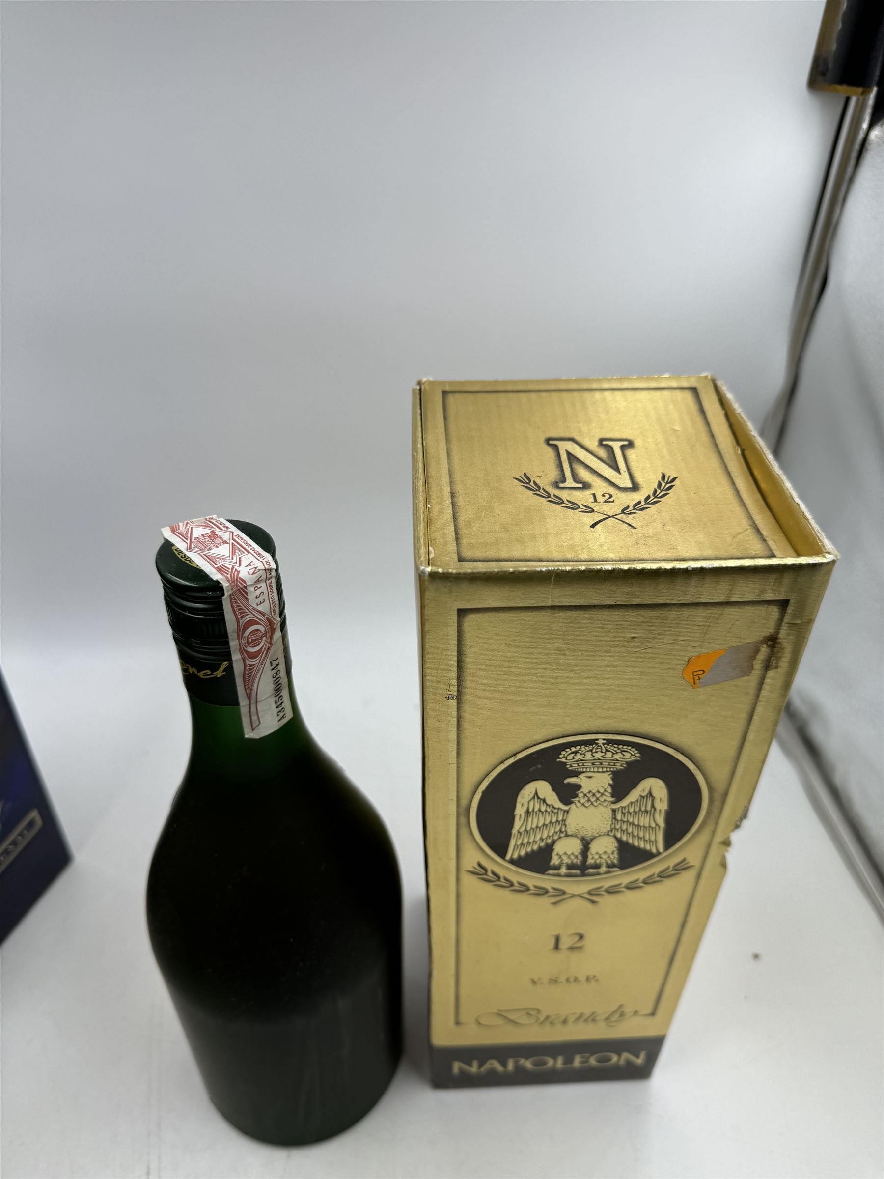 Mixed alcohol; Napoleon V.S.O.P brandy, Remy Martin V.S Grand Cru cognac and Martel VS cognac, various contents and proof (3)