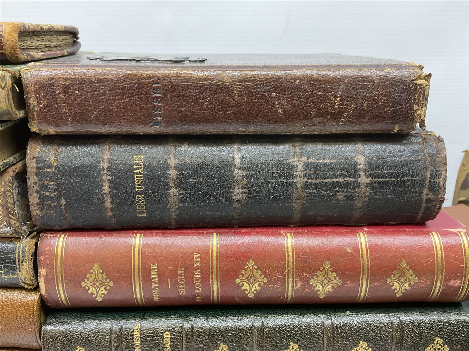 Twenty-seven 19th century leather bound books including The History of Napoleon Edited by R.H. Horne.1841; The Great Diamonds of the World by Edwin W. Streeter. 1882 Second edition; works by Voltaire; etc (27)