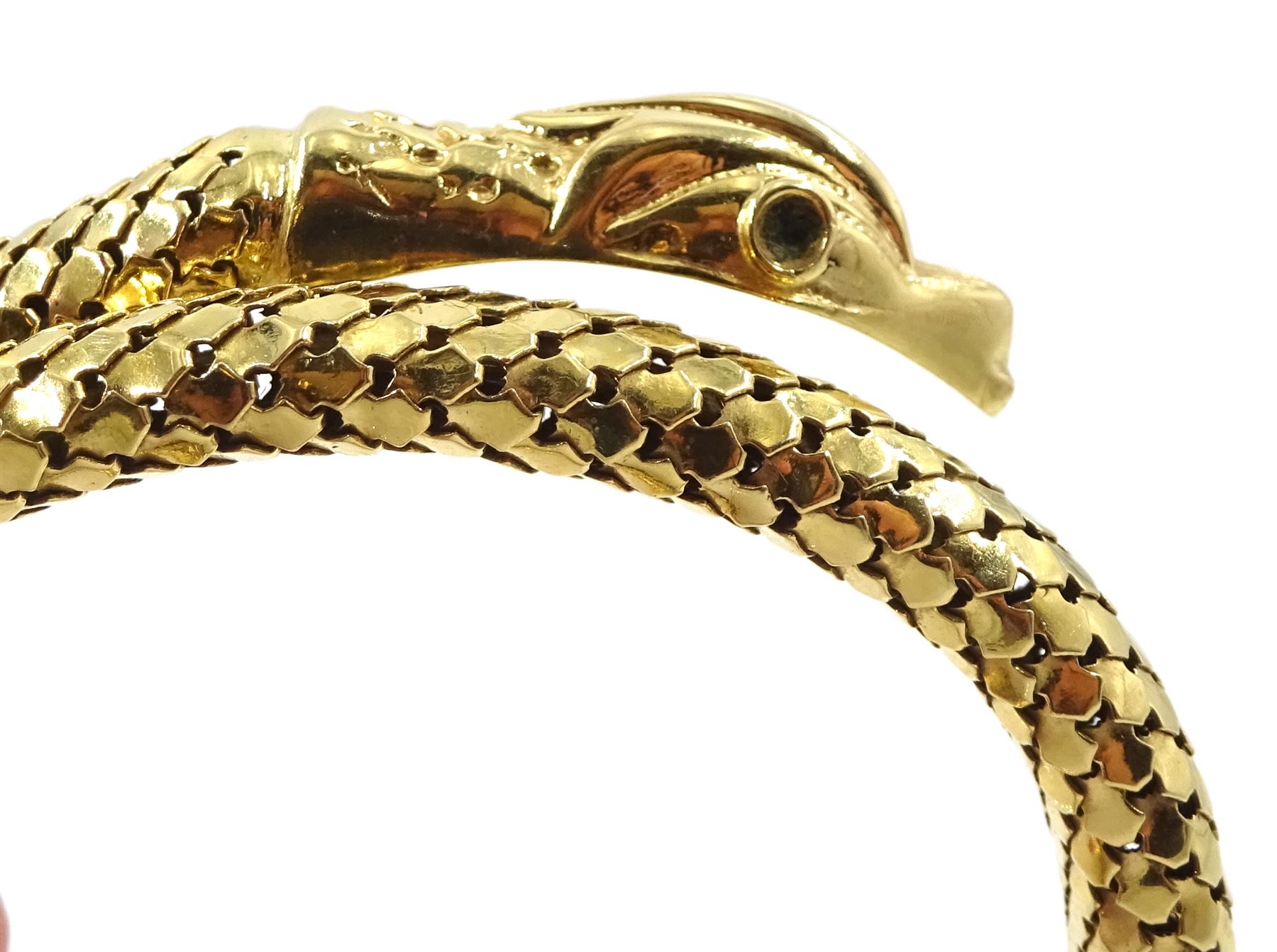 18ct gold snake bangle, stamped 750, approx 38.9gm