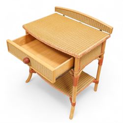 Lloyd Loom of Spalding - pair of mid 20th century bedside cabinets, each with raised gallery back, single drawer and undertier, woven paper weave construction on tubular supports