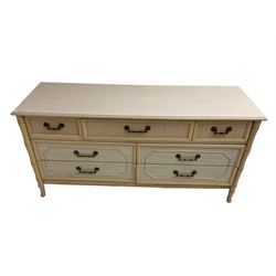 Bamboo style sideboard chest, fitted with seven drawers