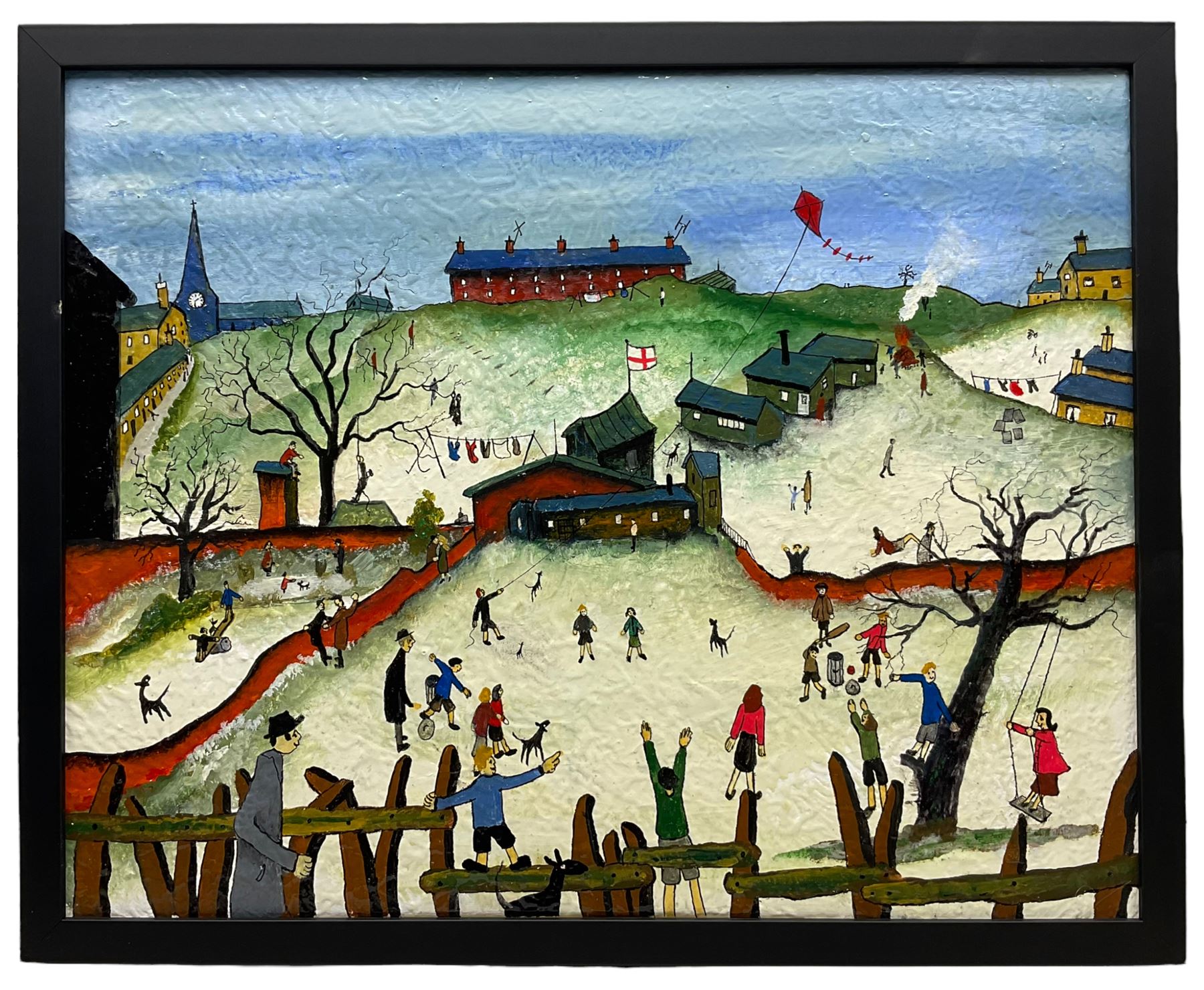 John Hanley (Northern British 1947-): 'The Match', mixed media on canvas, signed and titled verso with certificate of authenticity 40cm x 50cm