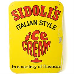 Double sided enamel advertising sign 'Sidoli's Italian Style Ice Cream in a Variety of Flavours' 61cm x 46cm 