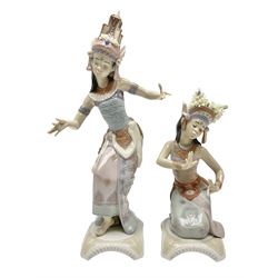 Two Lladro figures, comprising Indian Dancer no. 6143 and Indian Pose no. 6142, largest H34cm
