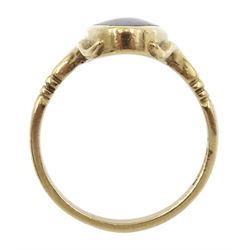 9ct gold single stone oval black onyx ring, hallmarked