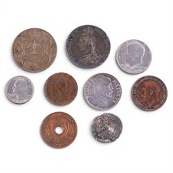 Queen Victoria 1889 silver one crown coin, Czechoslovakian silver Tomas G Masaryk medallio...