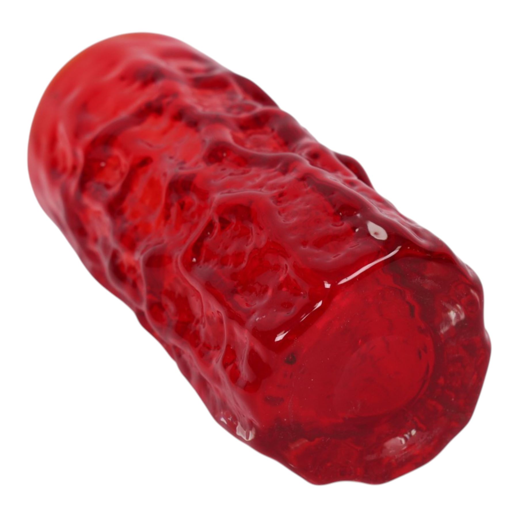 Geoffrey Baxter Whitefriars Tree bark vase, in red, H15cm
