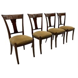 Grange Furniture - cherry wood finish oval extending dining table on square tapering supports, and a set of eight dining chairs with curved backs and upholstered seats 