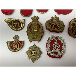Eleven Scottish glengarry/cap badges and three Welsh cap badges including  Duke of Albany's Own Highlanders, Princess Louise's Argyllshire Highlanders, Perthshire Volunteers L.I., Ross-shire Buffs, Royal Scots Fusiliers, Sutherland Highlanders, Stirlingshire Regt., Welsh Regt., Monmouthshire L.I. etc (14)