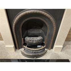 Aurora Dorchester Black Fire suite - granite style surround with cast iron insert, electric fire with remote and black hearth