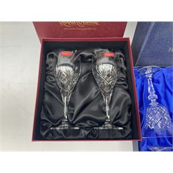 Cased set of six Bohemia Crystal wine glasses, in box, together with a cased pair of Royal Brierley wine glasses