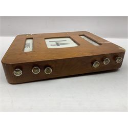 Wooden wall mounted perpetual calendar with printed rollers and chrome plated knobs to side, H30cm W27cm