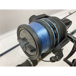 Shakespeare 'Composite Beachcaster 1332-300' 10ft two piece rod with Shakespeare alpha reel, Elastiglas two piece fly rod, Ryobi Masterline carbon fibre 'Pioneer PIF 85 Fly 8' 6