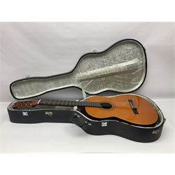 Harmony Model H6360 acoustic guitar in mahogany with spruce top, L103cm overall; and 1970s B&M (Barnes & Mullins) Concert Grande acoustic guitar, L101.5cm overall; each in hard carrying case (2)