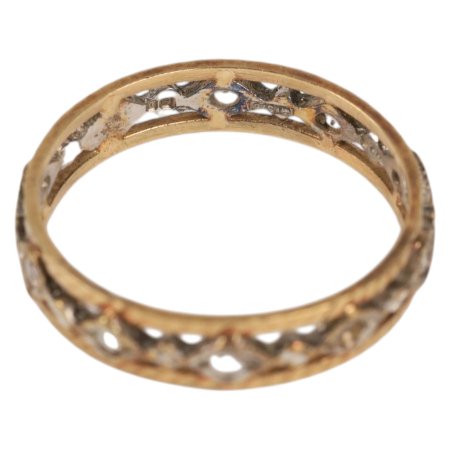 9ct gold paste set eternity ring, hallmarked