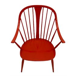Ercol - red painted easy chair 