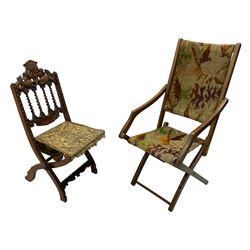 19th century carved mahogany folding cha