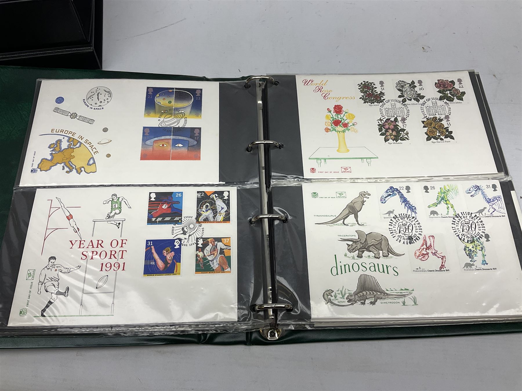Stamps including first day covers, Royal Mail PHQ cards, Australia, Germany, Canada, Cyprus, Ceylon, Falkland Islands, France etc, housed in various albums, in one box