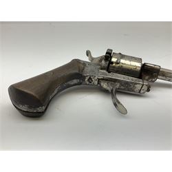 19th century Belgian 7mm pin-fire six-shot revolver with 8.5cm octagonal barrel and folding trigger No.2360 L20cm overall