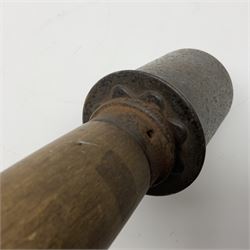 WW1 practice Mills bomb stamped 'A.L. & Co 1917 No.23 Mk.II' H10cm; and reproduction WW2 German stick grenade (2)