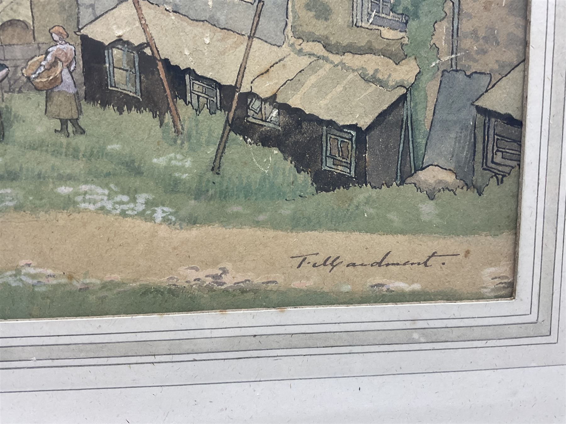 Thomas Maidment (British 1871-c1959): Cornish Coastal Town, watercolour and ink on buff paper signed 33cm x 44cm