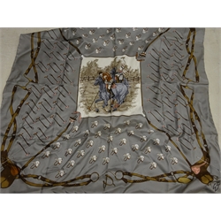  Jacqmar silk scarf with Carriage design by Thinkell, three equestrian silk scarves and two with Pheasant & nautical designs (7)  
