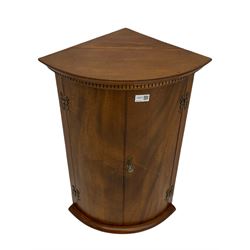 Solid oak nest of three tables with turned legs also a late 20th century mahogany cylindrical wall hanging corner cupboard