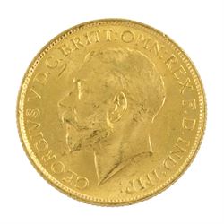 King George V 1915 gold full sovereign coin, Sydney mint