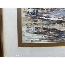 James William Booth (Staithes Group 1867-1953): Figures on the Beach, watercolour signed 26cm x 36cm