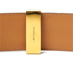 Hermès - ‘Collier de Chien 50’ black leather belt, with yellow gold-tone pyramid stud and hardware, size 80, with original box