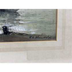 Robert Leslie Howey (British 1900-1981): Boats Unloading in the Lower Harbour 'Whitby', mixed media signed and dated '76, titled and inscribed by the artist's son John Whitmore Howey (1946-) verso 37cm x 44cm