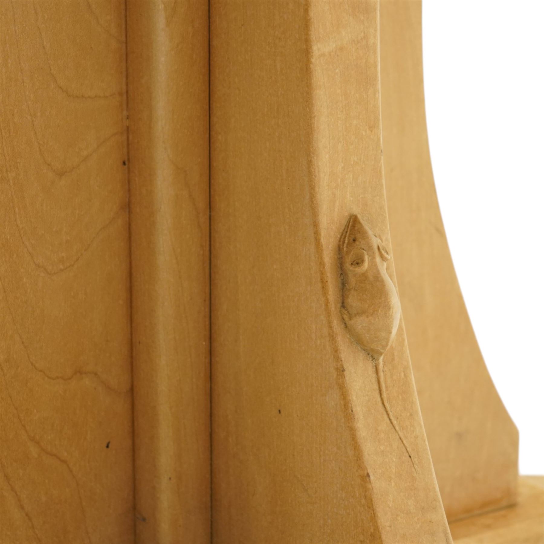 Mouseman - unusual adzed light sycamore wood octagonal dining table of small proportions, the adzed top with chamfered edge, on quadriform base with carved mouse signature, by the workshop of Robert Thompson of Kilburn