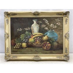 S Vanacore (Continental 20th Century): Still Life of Fruit and Blossom, oil on canvas signed 47cm x 68cm 