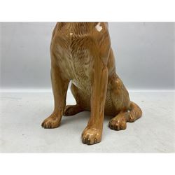 Large Beswick fire side figure of a yellow labrador, modelled seated, no. 2314, with impressed marks beneath, H34cm