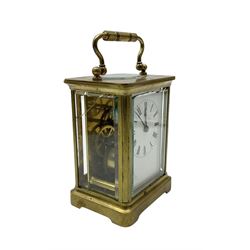 French - 19th century 8-day timepiece carriage clock with carrying case. Cylinder escapement.