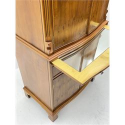 Bevan Funnell Reprodux yew wood cocktail drinks cabinet with illuminated interior