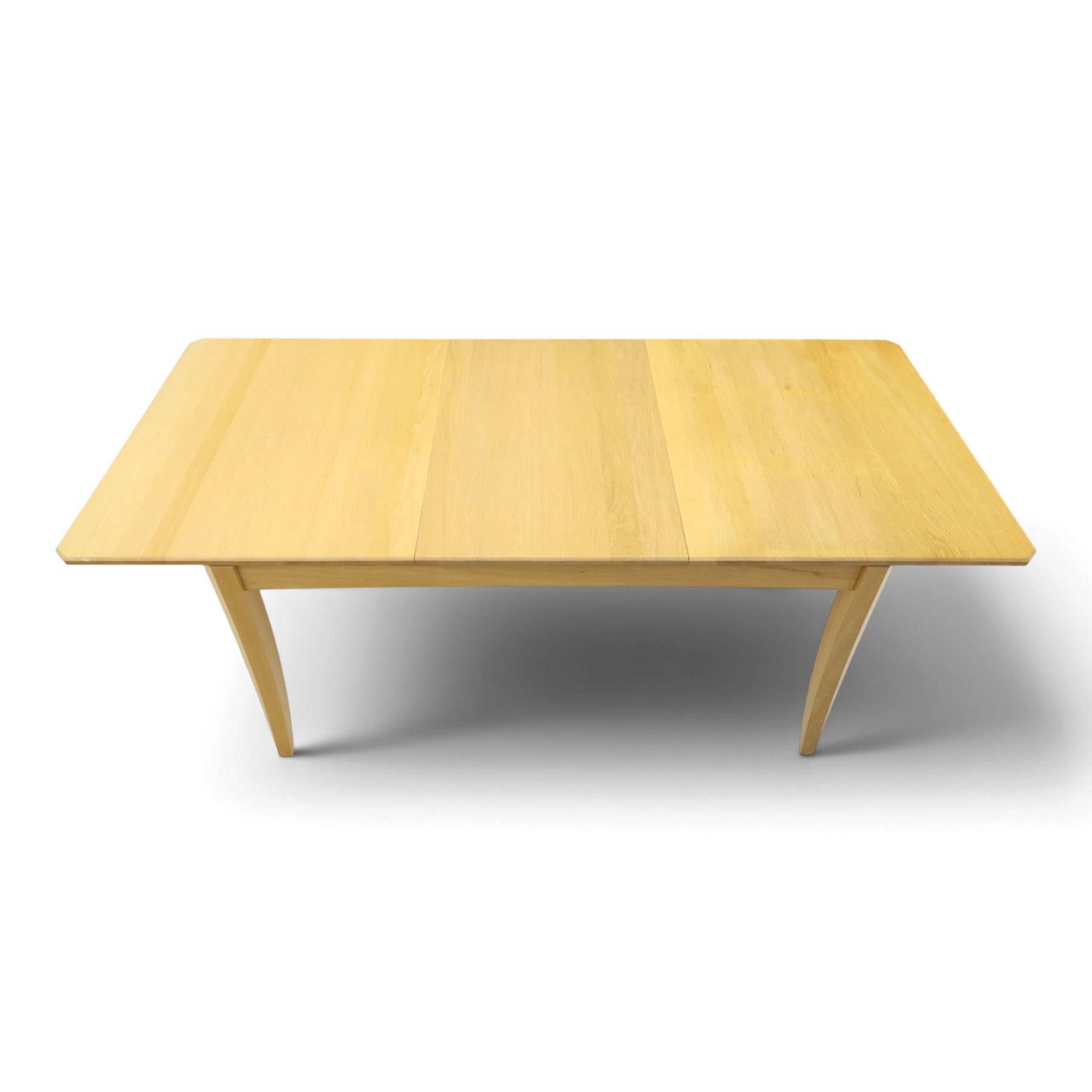 Ercol - 'Artisan' light oak extending dining table, rectangular top with canted corners, with stowable leaf extending the table to 193cm, shaped faceted supports