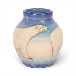 Dennis China Works miniature vase, decorated with polar bears, H9cm
