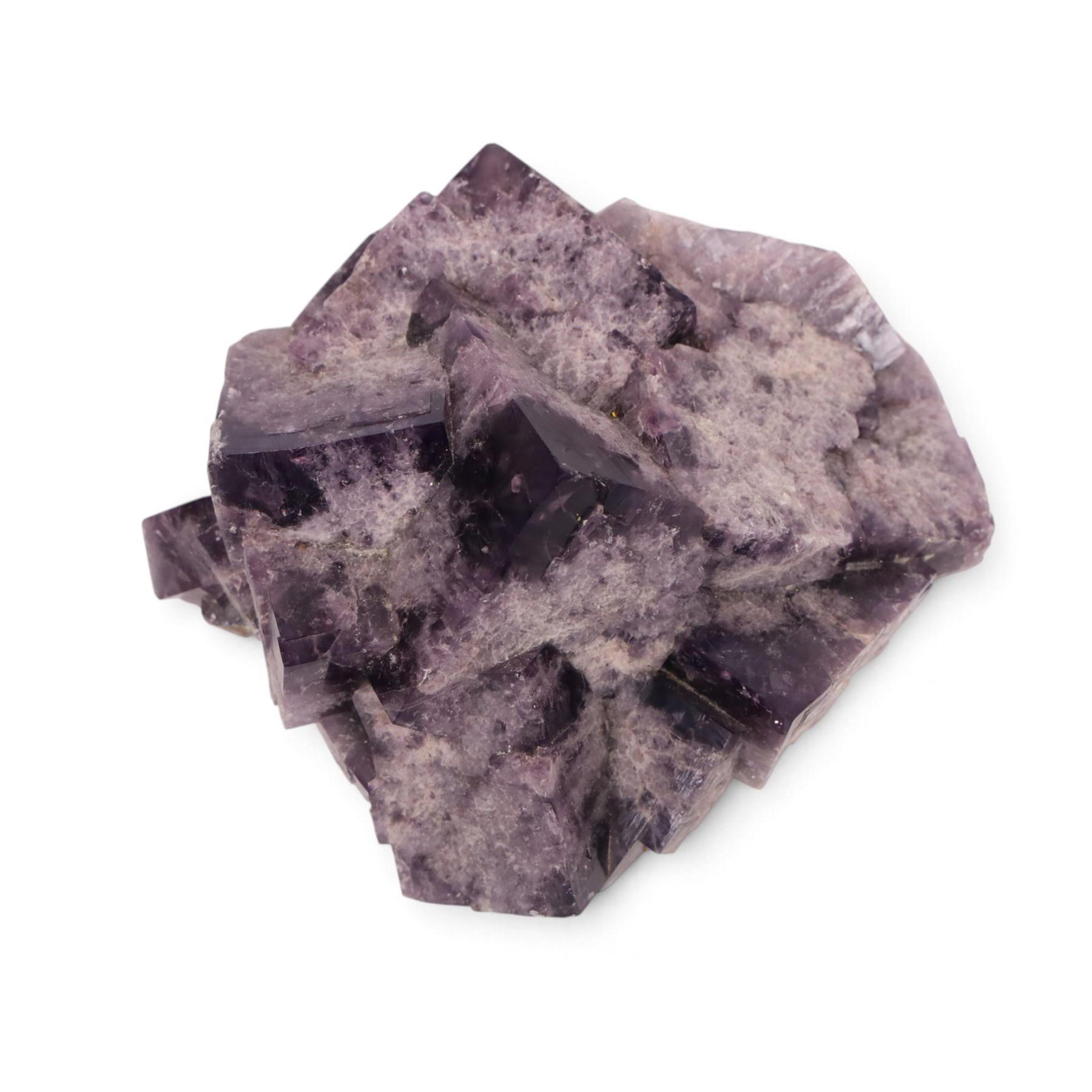 Purple Rain fluorite Lady Annabella Mine, Purple Rain Pocket (Fairy Hole Vein), transparent, purple sharply formed cubic crystals. 1.76kg 