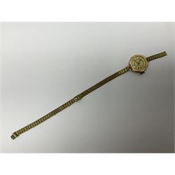 Early 20th century 9ct rose gold manual wind wristwatch, on gilt strap, gold cameo brooch, gold cameo pendant necklace, rose gold expanding links and a gold stick pin, all 9ct