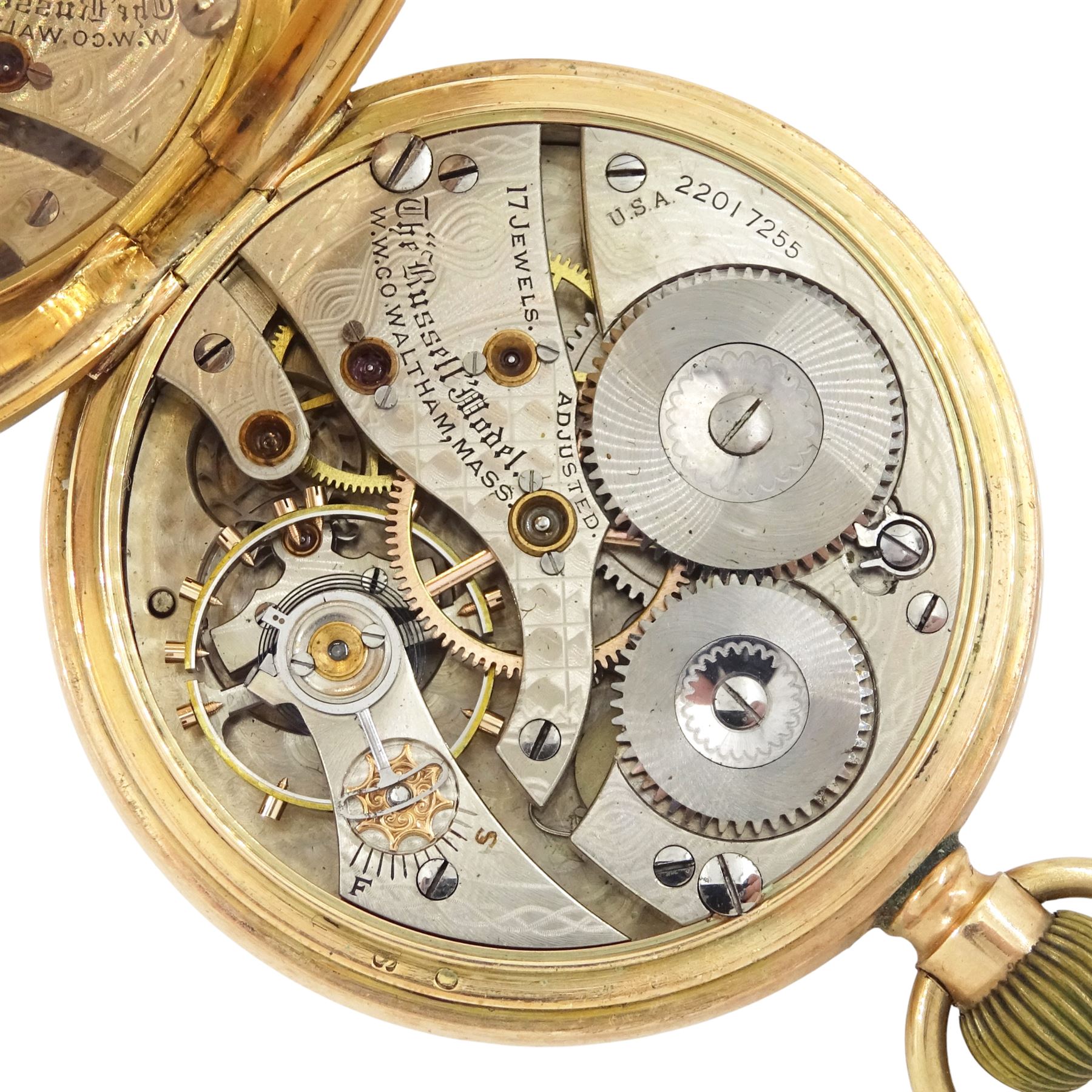 Early 20th century 9ct rose gold, open face lever pocket watch, the movement signed  The 