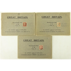 Collection of over five hundred and fifty Queen Victoria perf 1d reds, in three Great Britain 'Reconstructed Plate' booklets published by 'The Philatelic Magazine'  